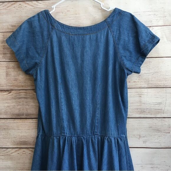 VINTAGE CASUAL CORNER DENIM MODEST MAXI DRESS - Picture 6 of 7